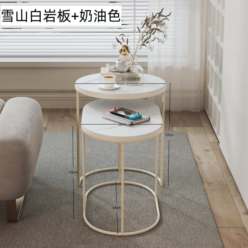 工場直送の軽くて豪華なスレートコーヒーテーブル、小さなアパートメントコーヒーテーブルコンビネーションテーブル、リビングルームラウンドティーテーブル、ソファサイドテーブル|undefined