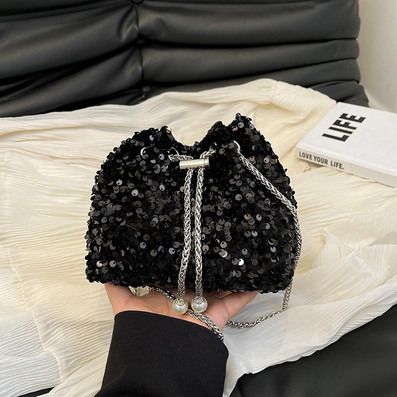 Bolso de moda personalizado con sequillas para mujeres 2024 nuevo estilo coreano bolso de cubo bolso de hombro de estilo estilo extranjero bolso de moda