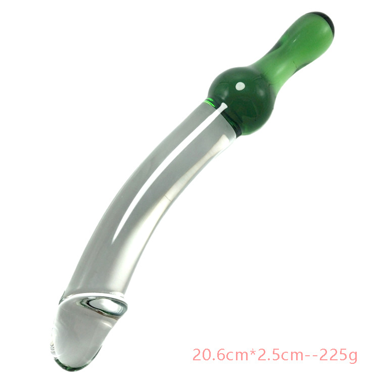 Glass Fruit-Shaped Dildo Anal Plug, Green Crystal Cucumber Design, Adult Use — detail image 2
