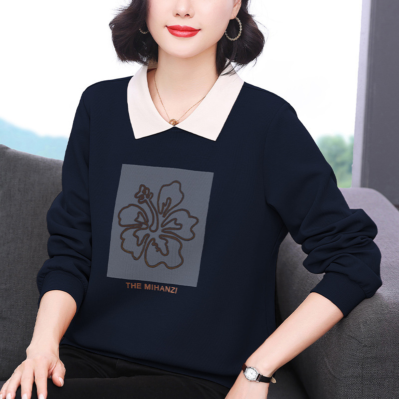 翻领烫钻厚款卫衣女秋冬新款中老年妈妈女装批发东南亚跨境上衣服|undefined