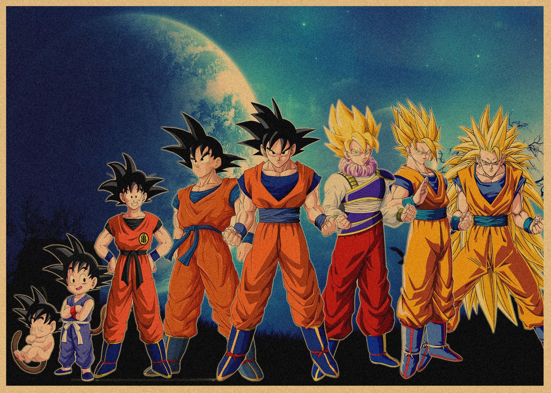 日本式アニメ七龍珠アラレ復古クラフト紙ポスター鳥山明装飾画孫悟空壁画316