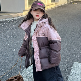 Children's Winter Down Jacket 2024 New Girl's Western Style Thickened White Duck Down Mid-length Girl's Net Red Cotton Jacket