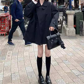 工厂2025新款少女祈祷设计感小众蝴蝶结斗篷风衣外套女秋宽松显瘦