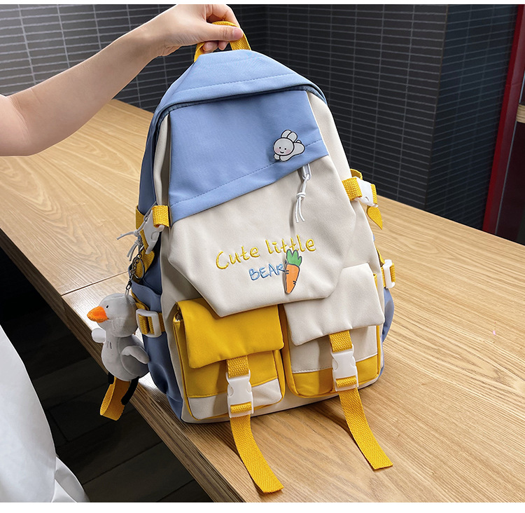 Fashion Cartoon Contrast Color Double Pocket Students Backpack Wholesale Nihaojewelry display picture 13