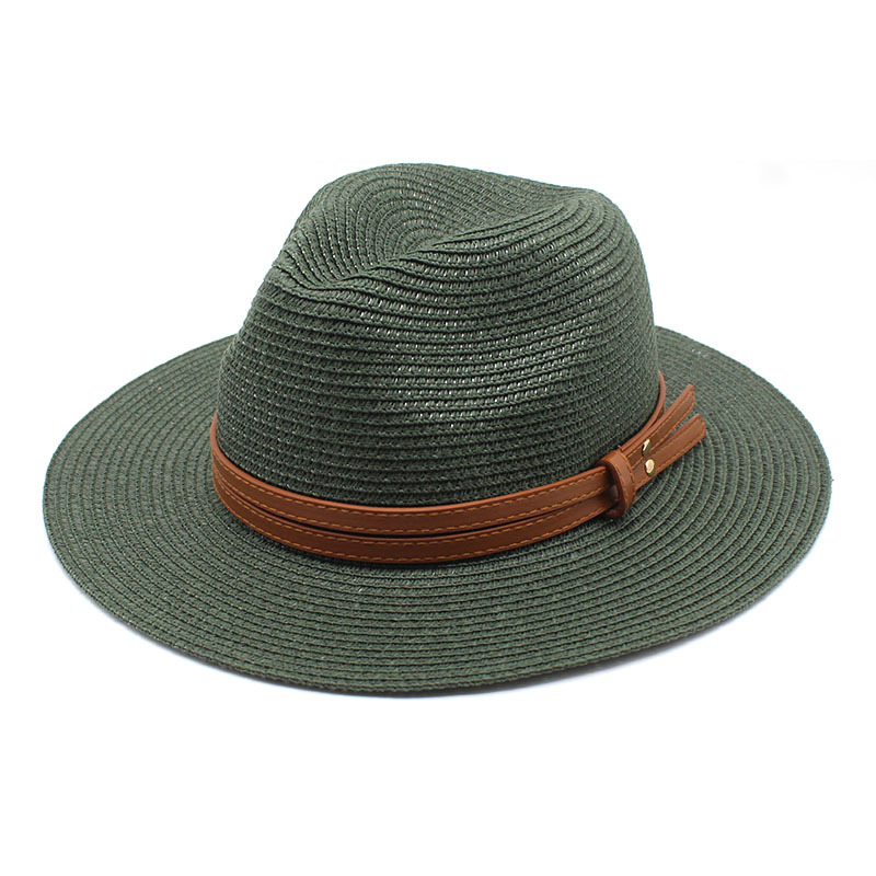Straw Material Unisex Vacation Solid Color Flat Eaves Straw Hat