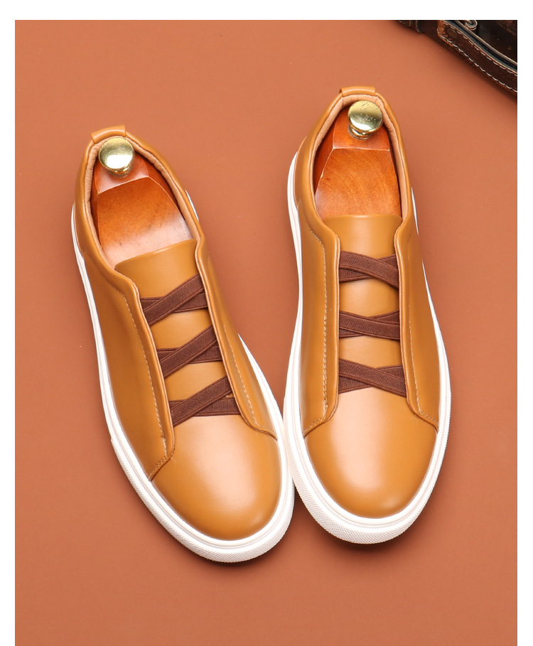 Round head men's board shoes British fashion trend casual sports shoes a slip-on_voghion.com