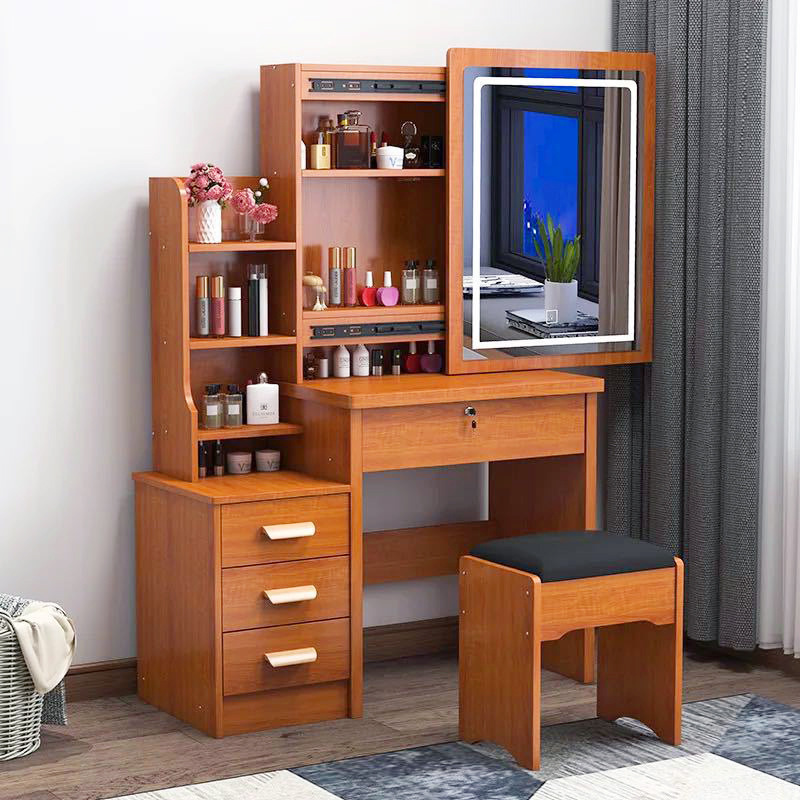 La explosión transfronteriza de la mesa de tocador de nuevo dormitorio pequeño tipo de mesa de maquillaje tipo tablero de mesa de maquillaje en una sola mesa de maquillaje espejo push-pull mesa de maquillaje