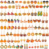 Серьги Amazon Autumn Thanksgiving, кленовый лист, индейка, тыква, подсолнух, новые серьги из сплава с масляными каплями для женщин