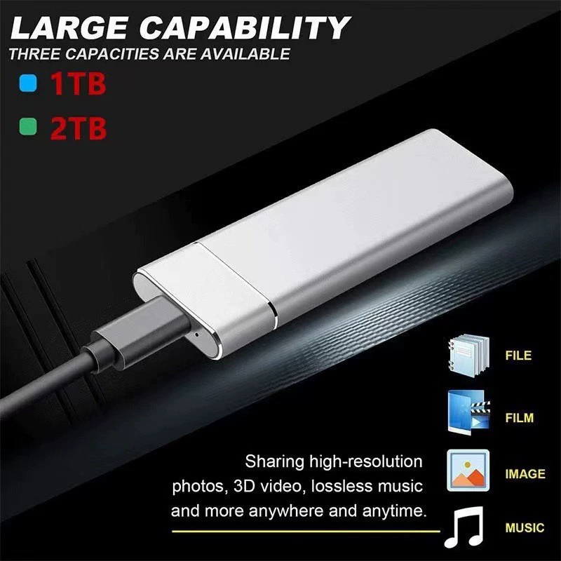 Портативный расширитель, 500 ГБ–128 ТБ, USB интерфейс, тонкий металлический корпус