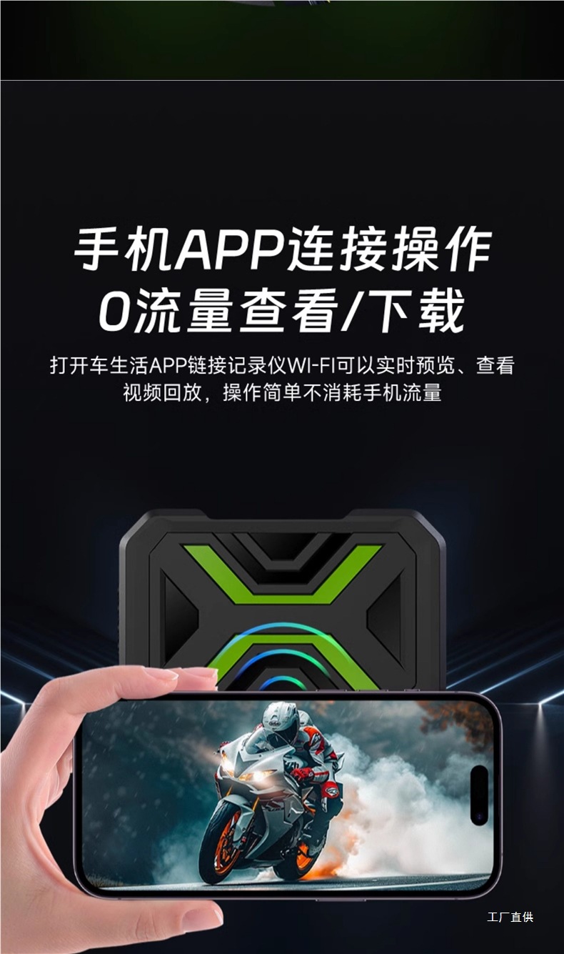 Shengpai Motorcycle Dashcam with High-Definition Front and Rear Dual Lenses, Waterproof, for Riding and Parking Monitoring - Yipai