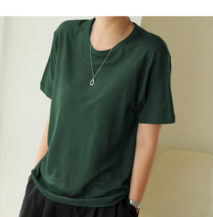 Women's T-shirt Short Sleeve T-Shirts Casual Solid Color display picture 17