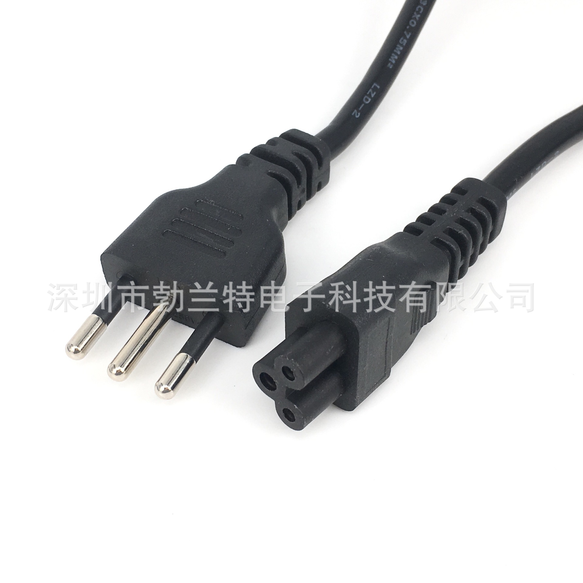 意大利梅花尾电源线 三圆三芯延长线转换线 1.5米