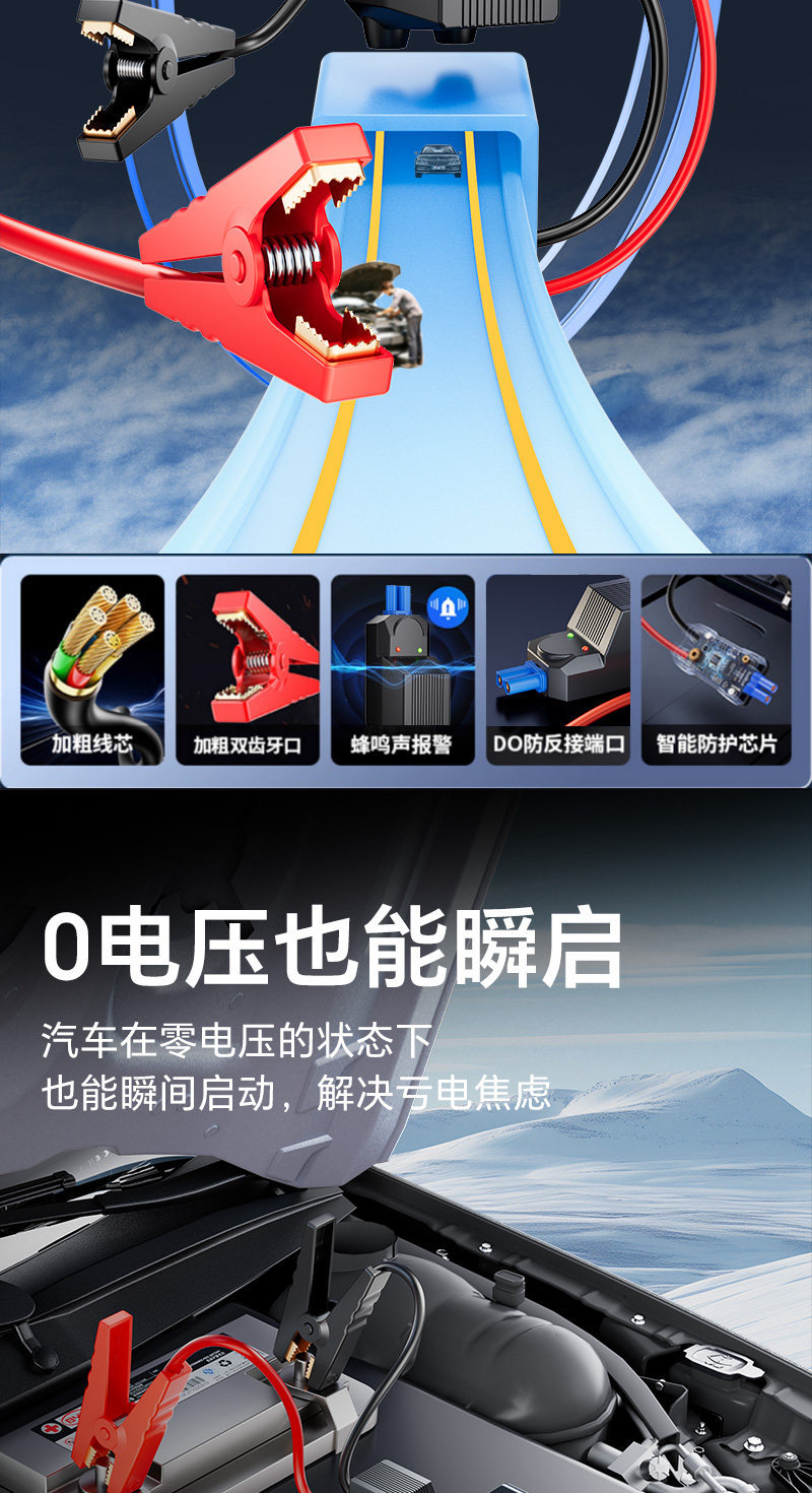 Car Emergency Starting Power Supply 12V Car Battery Jump Starter Wireless Air Pump Portable Tire Inflator