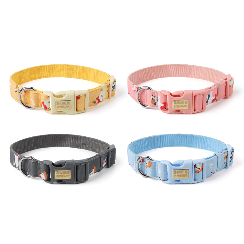 Nuevo collar de tela para mascotas para perros cuerdas de tracción para perros con inscripciones anti-desprendimiento collar de impresión para perros pequeños y medianos