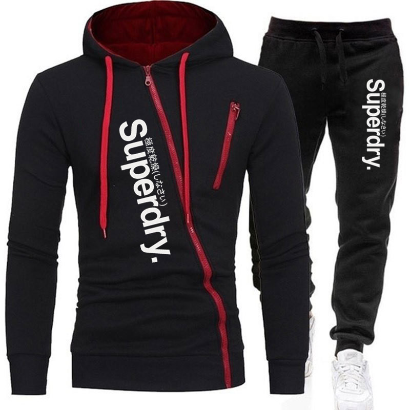 Factory Direct sales 2020 new men's outdoor sweater sports casual letter oblique zipper suit custom LOGO