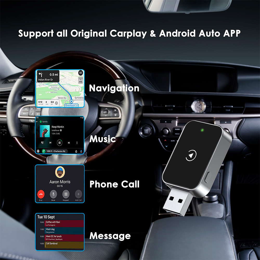 Cross-Border New Carplay Box Android Auto Two-In-One Car Wired to Wireless Adapter
