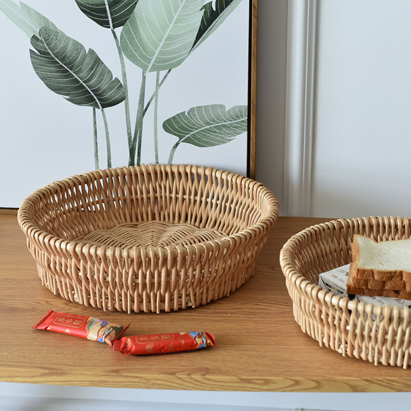 Rattan Storage Basket For Fruit Vegetable And Snack Organiser_voghion.com