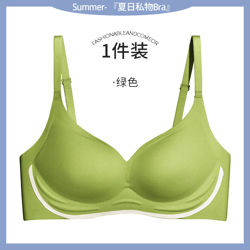 Ropa interior sin costuras Pecho pequeño push up anti-caída Sujetador de niña grande Sujetador deportivo inalámbrico Copa fija Ropa interior