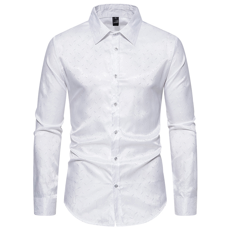 New 2024 men's jacquard casual long sleeved shirt, fashionable, youthful, and trendy for men_voghion.com