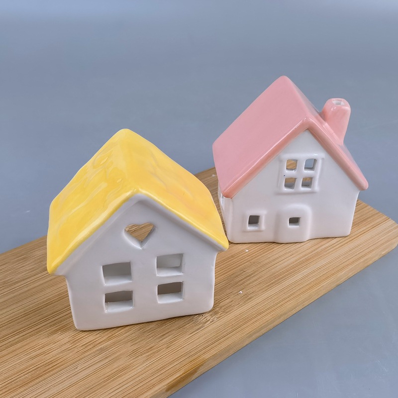 Cerámica europea y americana cuidadosamente seleccionada, decoración del hogar navideño, decoración creativa, venta al por mayor transfronteriza, casa hueca LED