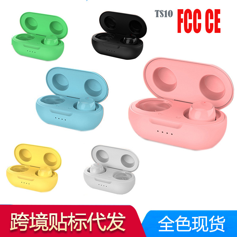 Transfronterizo nuevo TS10 macaron inalámbrico en la oreja los auriculares Bluetooth deportes auriculares de color al por mayor etiqueta engomada del pelo código de barras