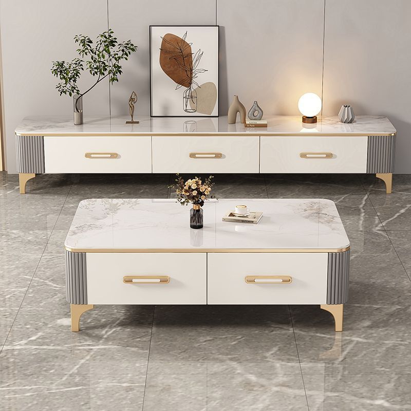 Slate Coffee Table Living Room Home Light Luxury High-End Tea Table Small Apartment Rectangular Coffee Table Tv Cabinet Combination