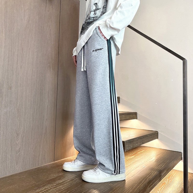 2026 Spring Casual Pants for Boys, 13-Year-Old Middle School Students, Sports Pants for 15-Year-Old Teenagers, Loose Long Pants, Straight-Leg Sweatpants