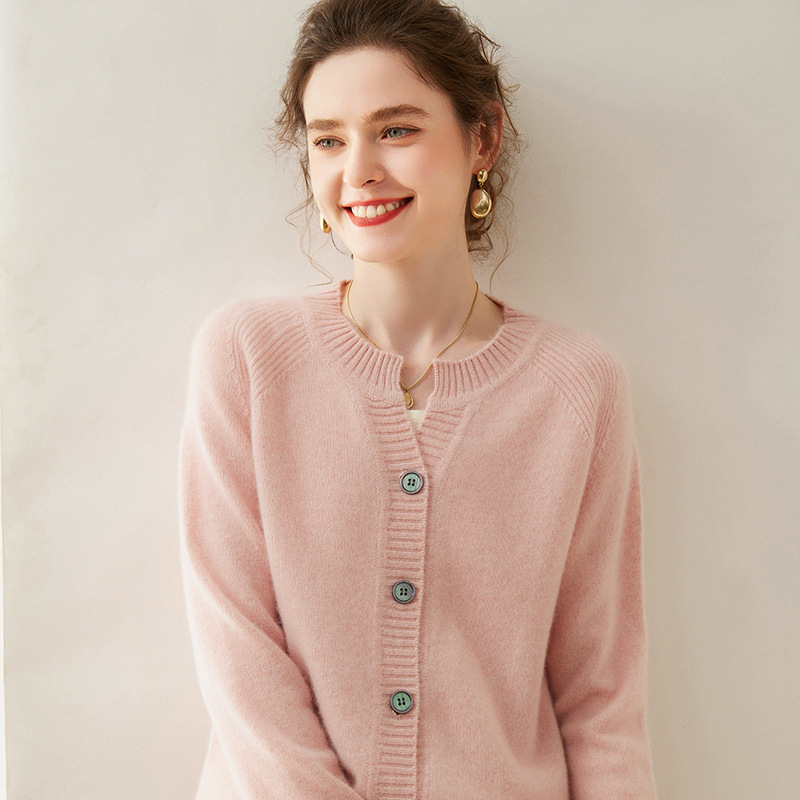 Cashmere Sweater Women's Seven-Stitch Thick Cardigan Sweater Jacket Autumn and Winter New Long-Sleeved Warm Top Cashmere Knitted