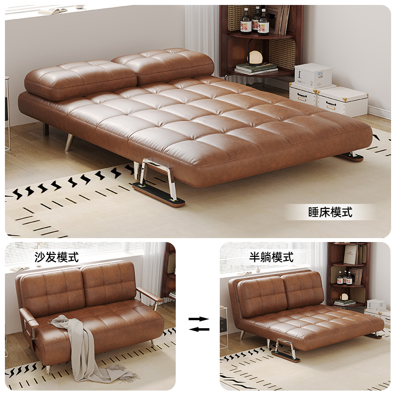 Sofá cama multifuncional en una doble función plegable 2025 nuevo pequeño tipo de sala de estar dormitorio cama retráctil doble simple