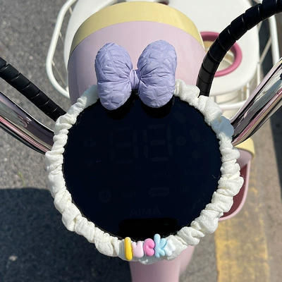 Bowknot Puff Electric Vehicle Headlight Motorcycle Safety Supplies - lavender-bow-protective-case
