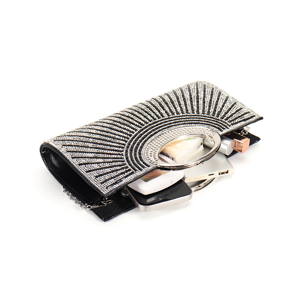 Evening Handbag Shiny Rhinestone Striped Clutch For Weddings_voghion.com