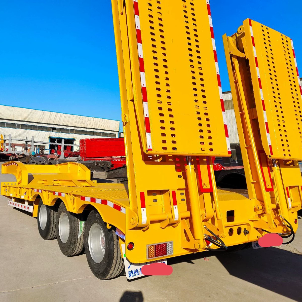 Экспорт трехосного гидравлического лестничного транспортера для инженерного оборудования 11.5m полуприцепа с высокой и низкой палубой с низкой палубой