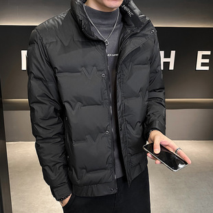 Down Jacket Men's Winter Trendy Brand Vertical Collar Thickened Warm White Duck Down Coat Short Casual Sports Coat