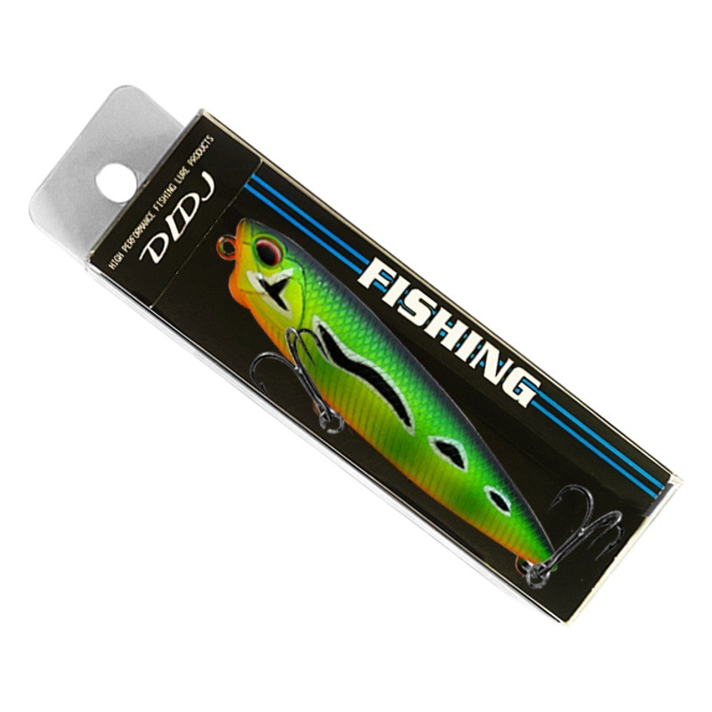 Luya cebo flotante lápiz palabra perro tiro largo superficie del agua con cordones anillo perlas cebo falso luz agua de mar abalorios cebo bajo