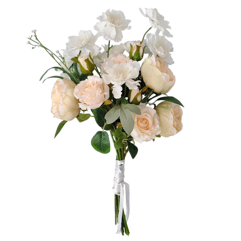 2025 Amazon nuevo producto rosa simulación flores de mano al aire libre vestido de boda props de fotografía boda flores de mano novia