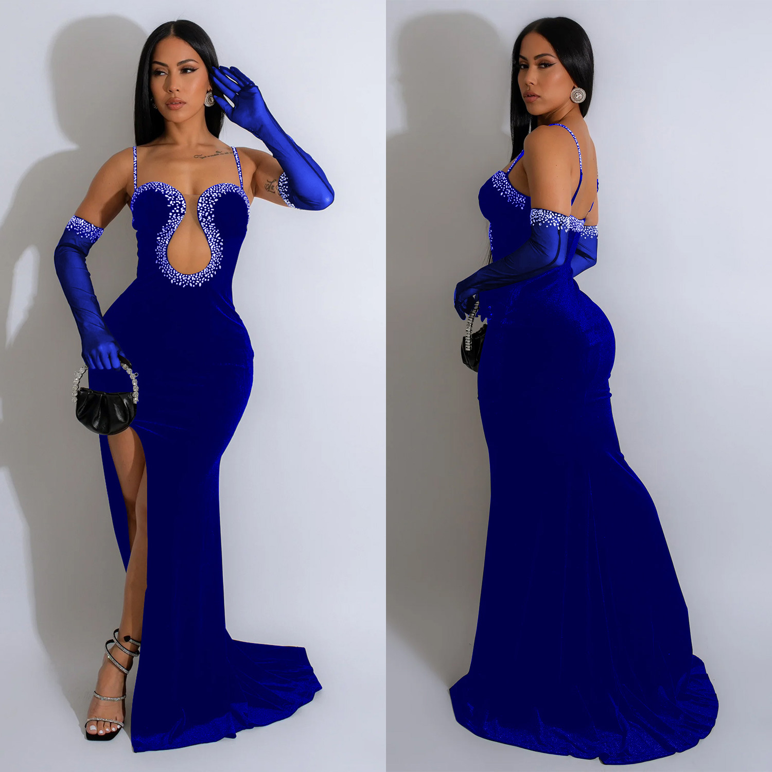 C6786 transfronterizo AliExpress Amazon europeo y americano de las mujeres de moda de color sólido sexy tubo superior rhinestone vestido de vestir image 4
