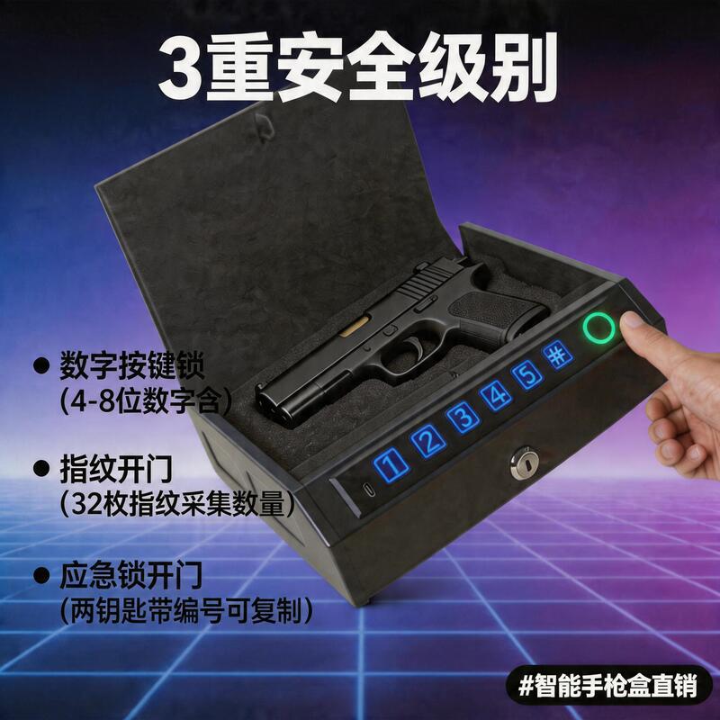 Safe Anti-Theft Amazon Small Storage Box Car-Mounted Pistol Fingerprint Password Gun Box Sliding Rod Safe
