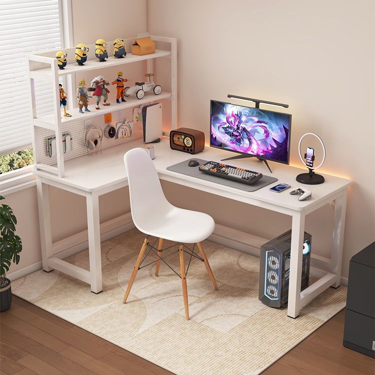 Corner White Gaming Table Computer Table Desktop Home Desk Bookshelf Bedroom Corner Table Office Desk Game Table