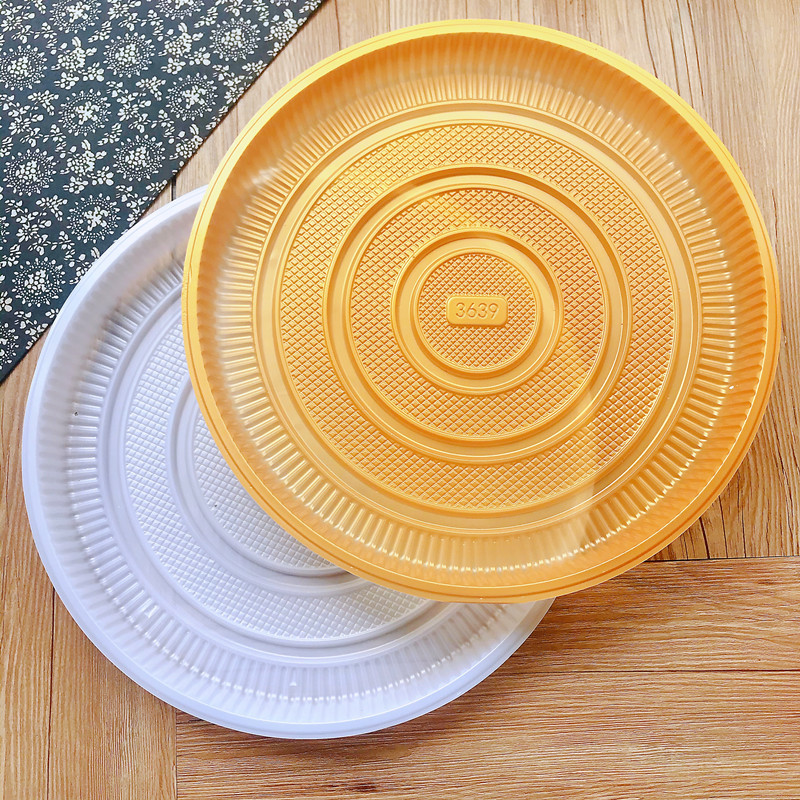 大大号 pp月饼圆形托盘5斤6斤8斤耐温可蒸煮中秋大月饼内托金色