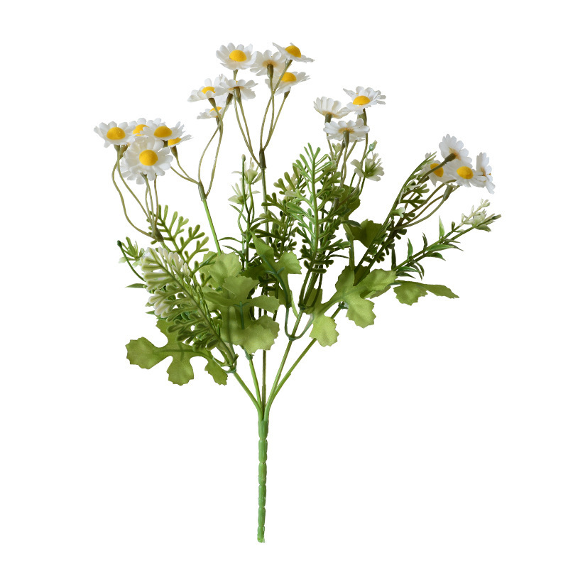 Flor artificial de manzanilla Mesa de comedor de estilo europeo Margarita flor artificial decoración del hogar pequeño crisantemo salvaje Flor de seda flor artificial al por mayor