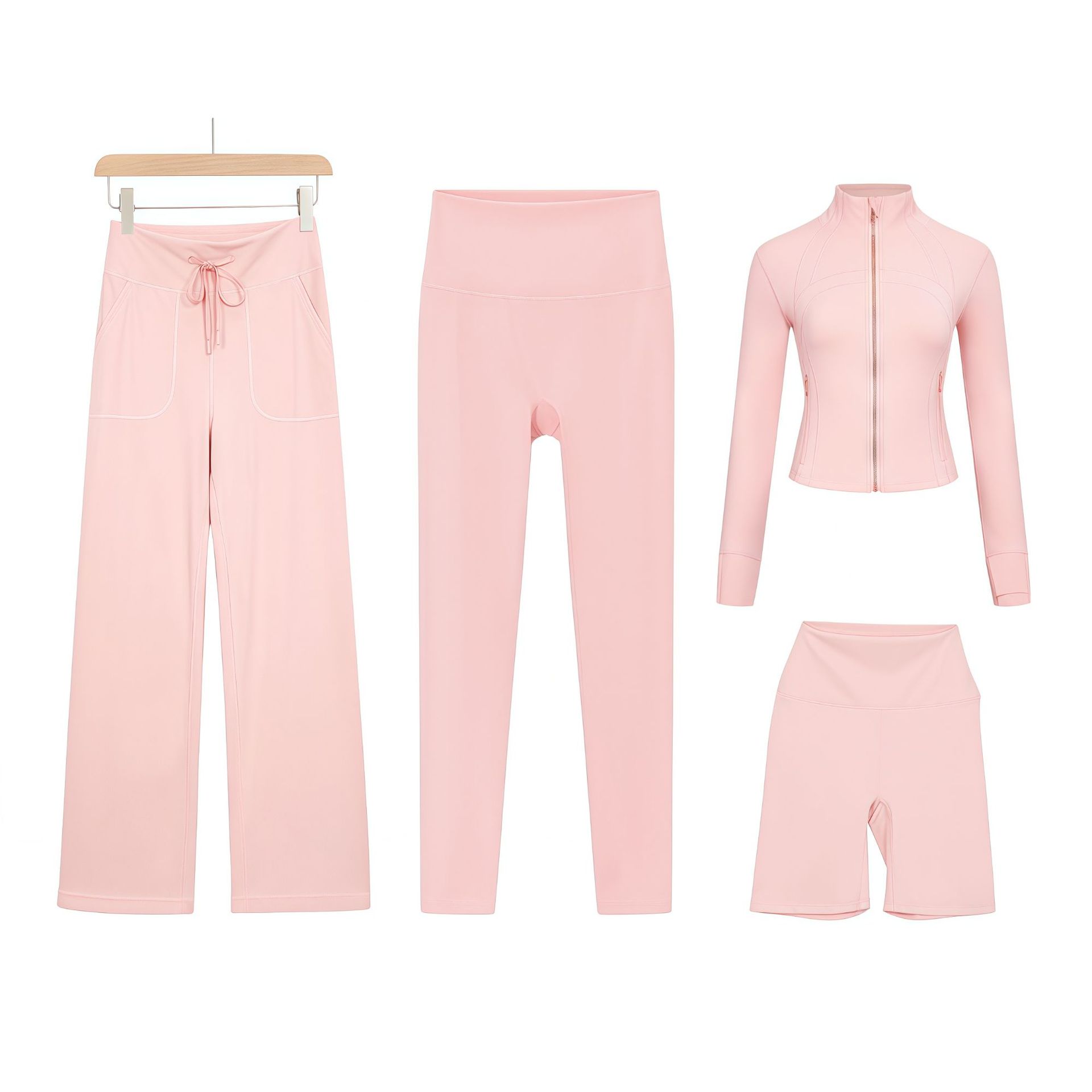 Women’s Four Piece Active Set With Cropped Pants And Jacket_voghion.com