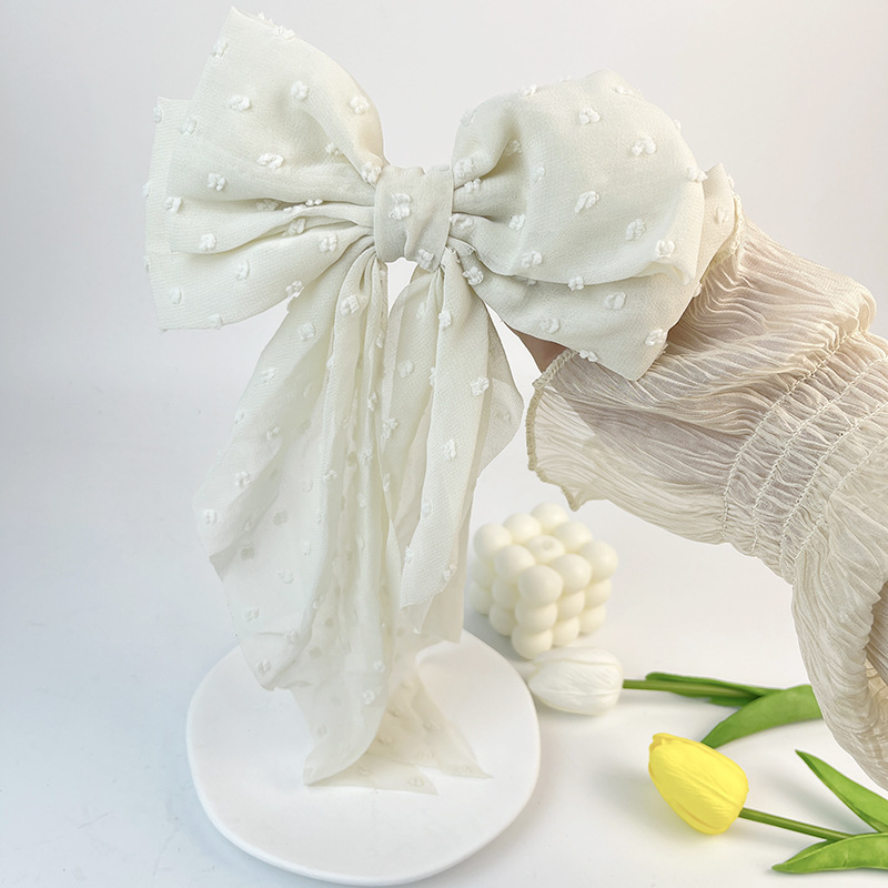 27g Weight Hair Clip Hair Accessories Type 1 Piece Quantity Daily, Street Occasion Chiffon Material Bow Knot Pattern Women's Gender Handmade Design Simple Style Style Women's Simple Style Bow Knot Chiffon Handmade Hair Clip 8