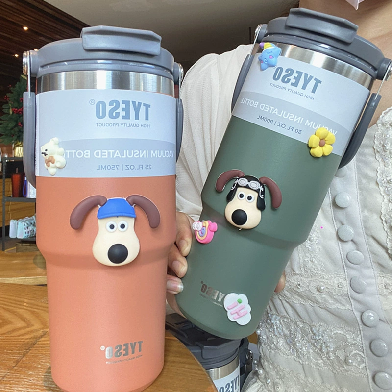 Coffee handheld thermos, capacious tea cup stainless steel