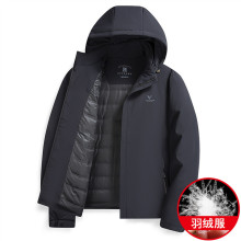 轻薄款羽绒衣小个子爸爸装冬季拉链连帽中年男纯色羽绒服商务休闲