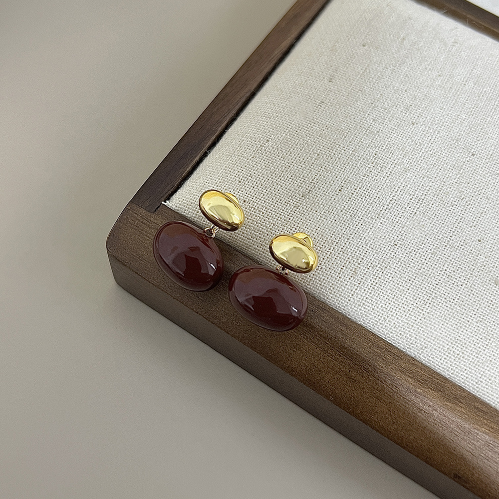 Oval Pattern Women's Gender 1 Pair Classic Style Oval Plating Copper 18k Gold Plated Drop Earrings