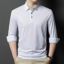 品牌男装长袖T恤2025秋季休闲中年潮流百搭商务桑蚕丝T恤打底衫