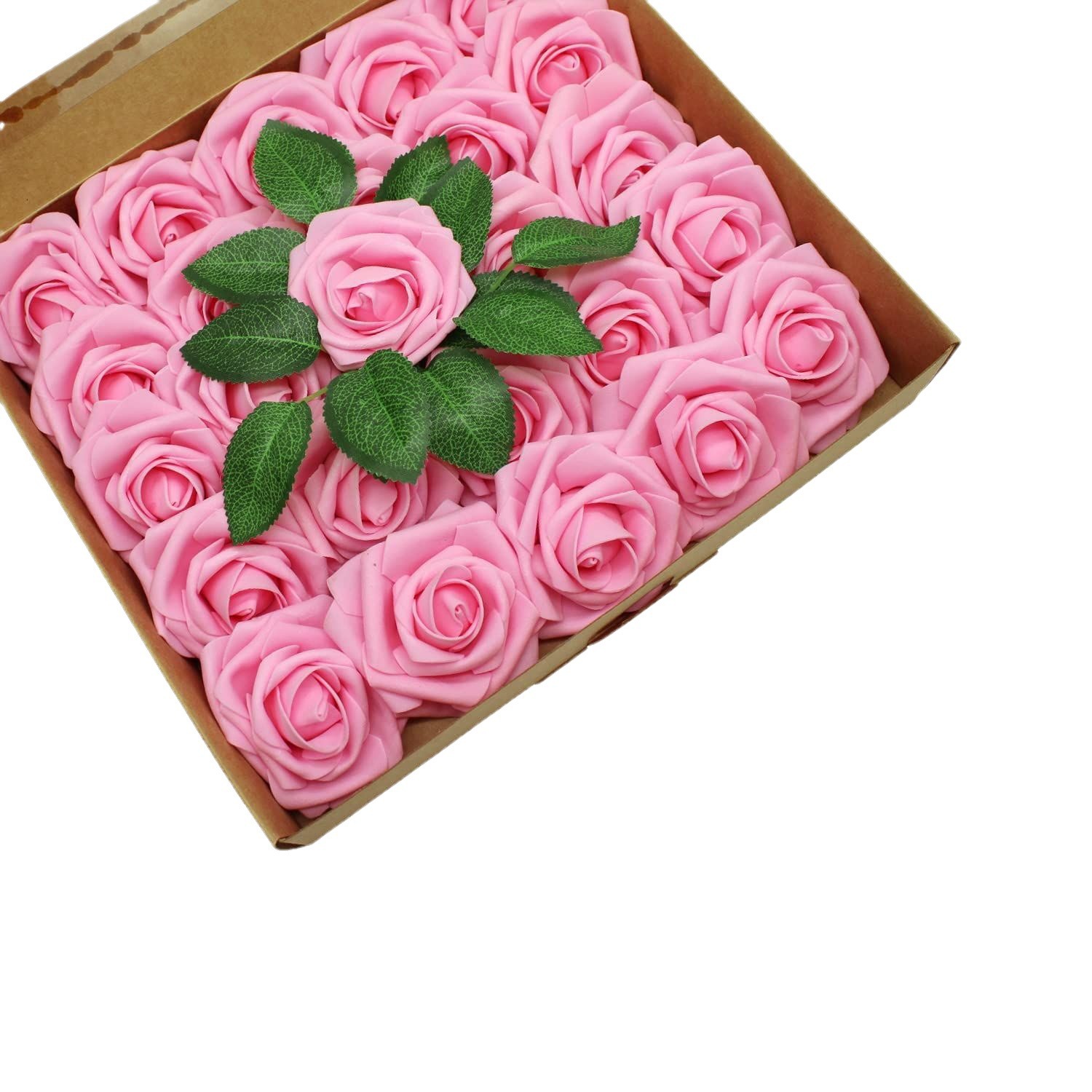 25 rosas artificiales de estilo europeo rosas hogar floral decoración de la boda ramo de novia de San Valentín