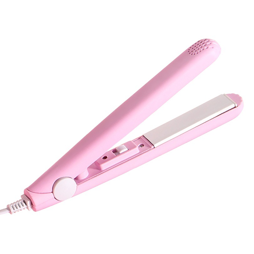 Mini plancha de pelo y rizador de pelo 2 en 1, pequeño clip para flequillo y rizos internos, portátil para estudiantes