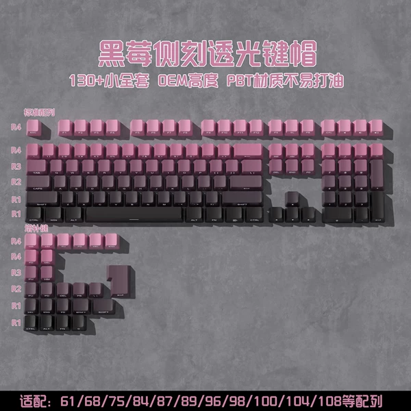 Blackberry R1 side engraved translucent keycap 130+ key small set