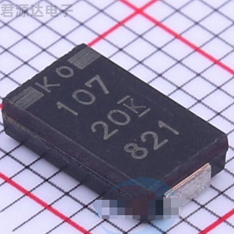 T521V107M020ATE055描述100uF(107) ±20% 20V 钽电容